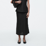 COS Linen Blend Midi Column Skirt – Black