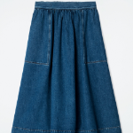 COS Elastic Denim Midi Skirt – Blue
