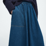 COS Elastic Denim Midi Skirt – Blue