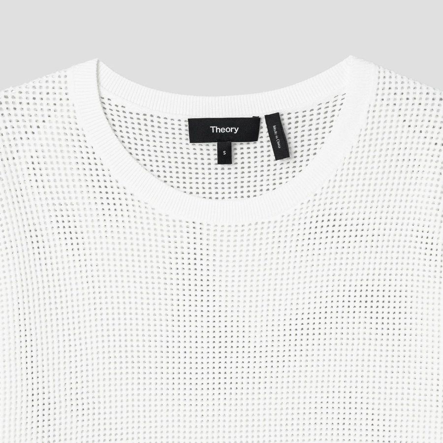Theory Women Compact Crepe Pointelle Tee - White