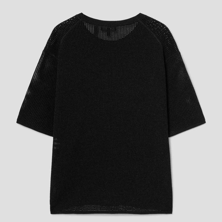 Theory Women Compact Crepe Pointelle Tee - Black