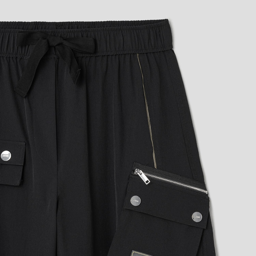 GANNI Stretch Shell Elasticated Cargo Pants - Black
