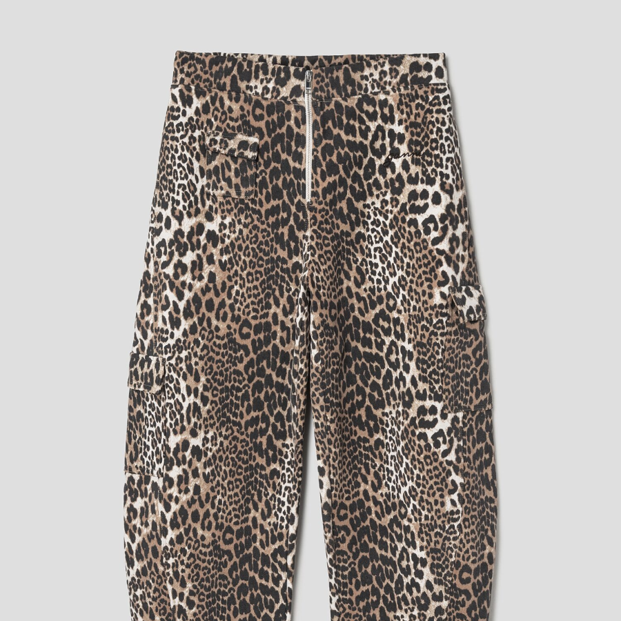 GANNI Heavy Fleece Pants - Leopard