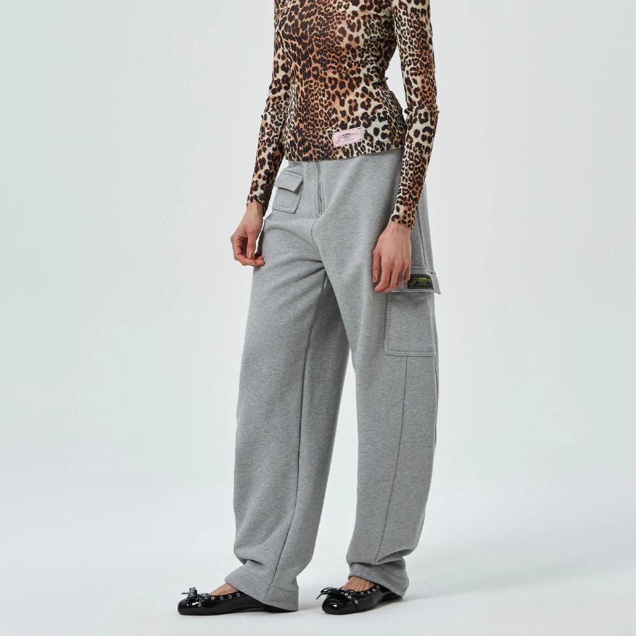 GANNI Heavy Terry Curved Pants - Paloma Melange