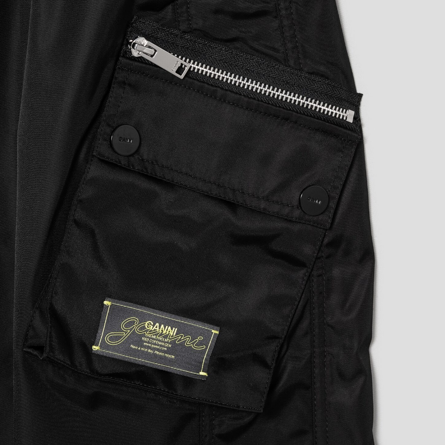 GANNI Nylon Cargo Pants - Black
