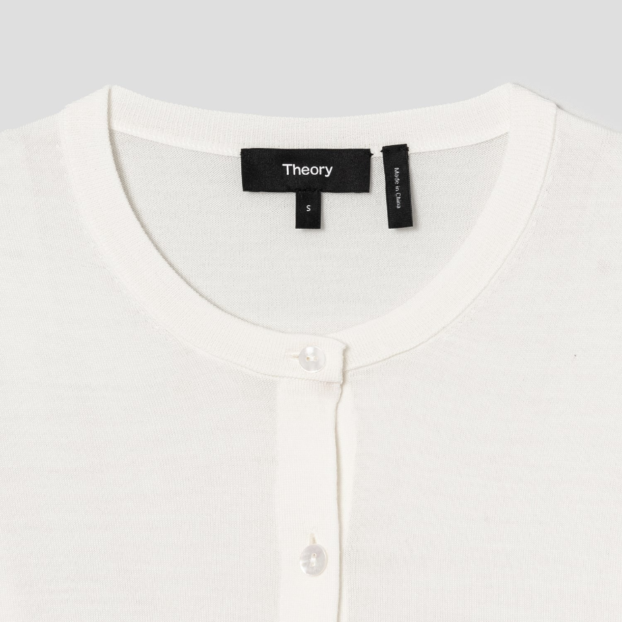 Theory Women Regal Wool Crop Cardigan - New Ivory