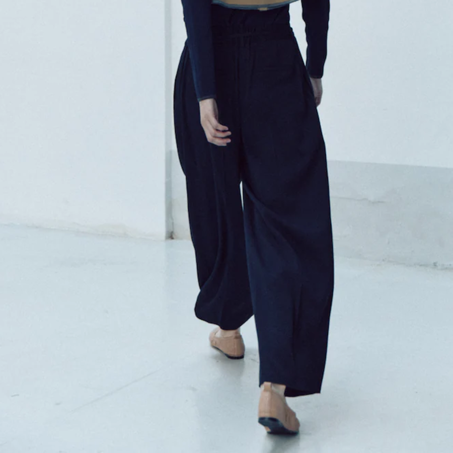 KUHO String Wide Fit Pants - Navy