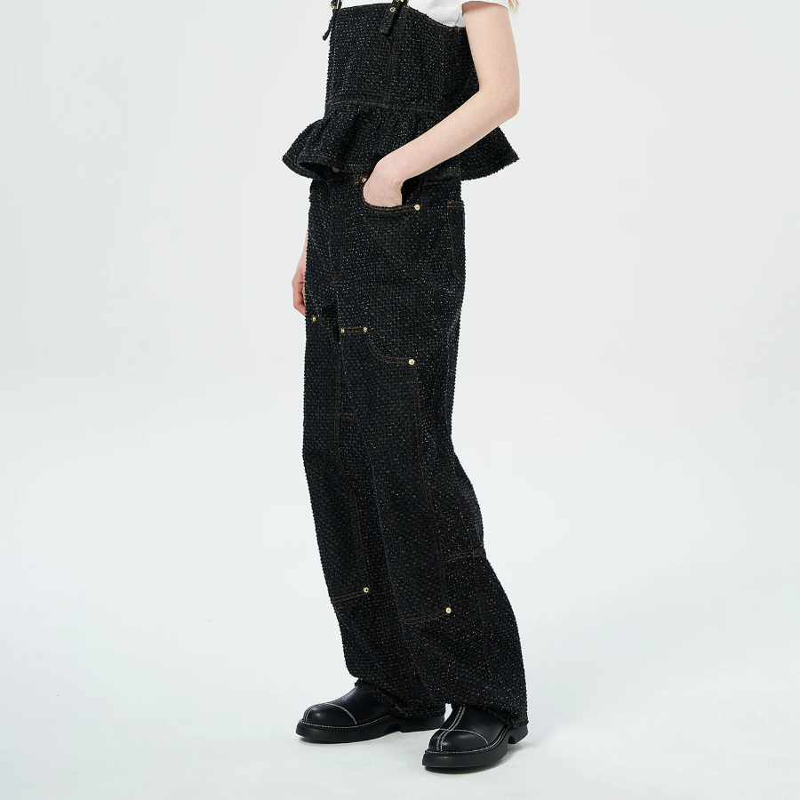GANNI Fluffy Denim Carpenter Jeans - Black