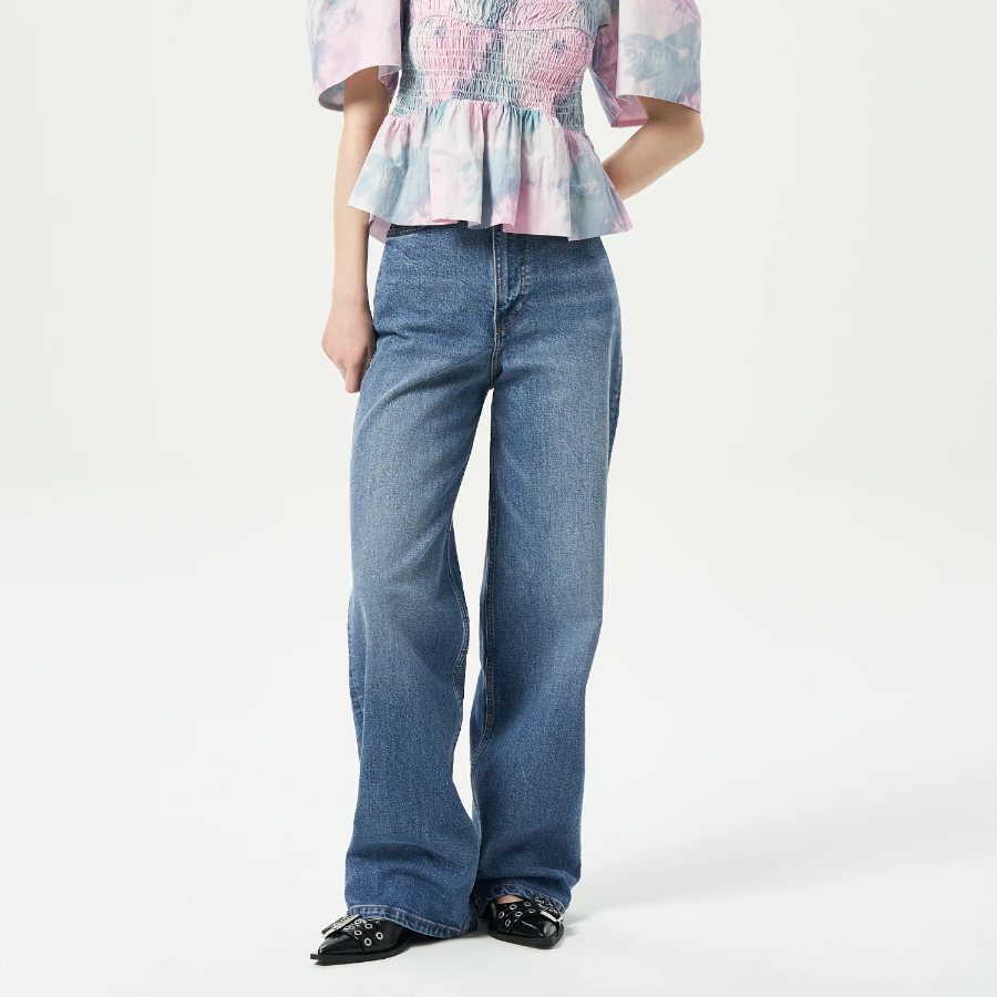 GANNI Stretch Denim Andi - Mid Blue Vintage