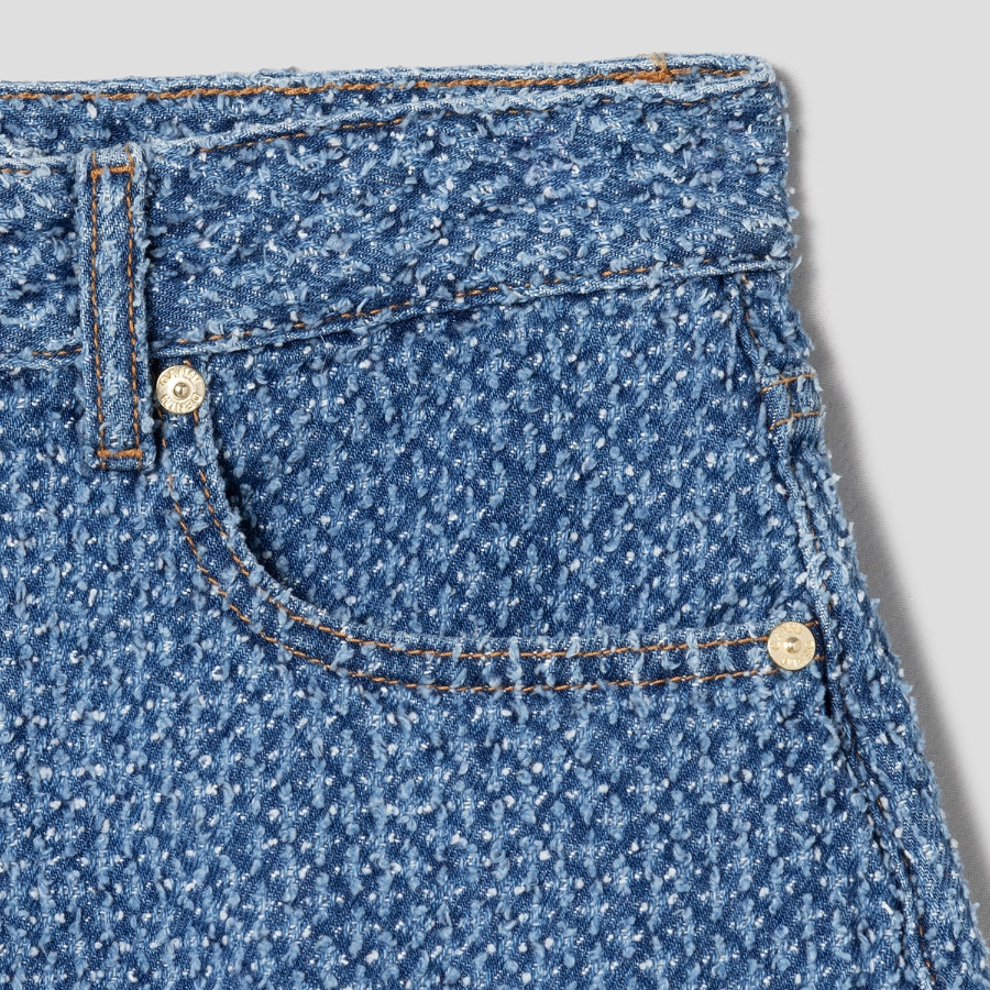 GANNI Fluffy Denim Shorts – Blue