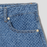 GANNI Fluffy Denim Shorts – Blue