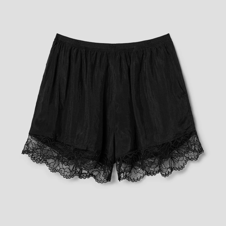 GANNI Viscose Habotai Elasticated Shorts – Black