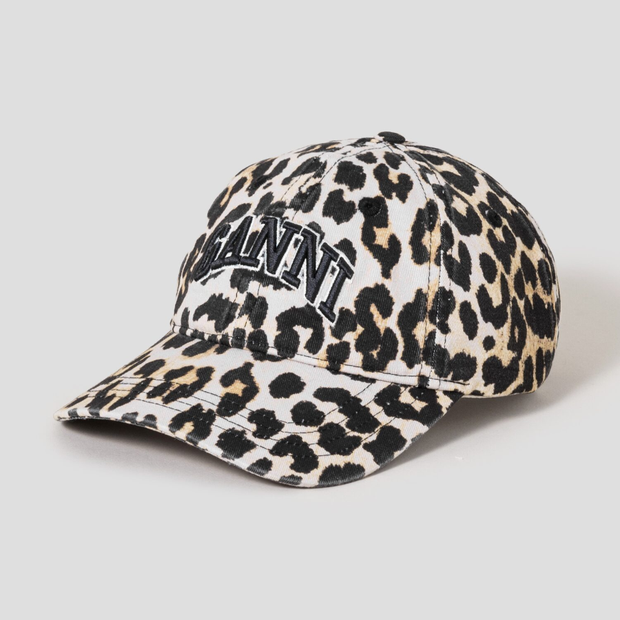 GANNI Washed Cotton Canvas Cap Emb – Brown