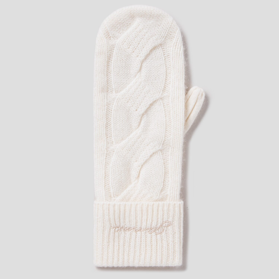 GANNI Cashmere Mix Knit Mittens - Ivory