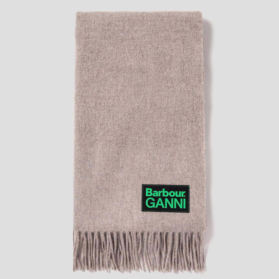 GANNI Barbour Ganni Wool Scarf - Almond Milk