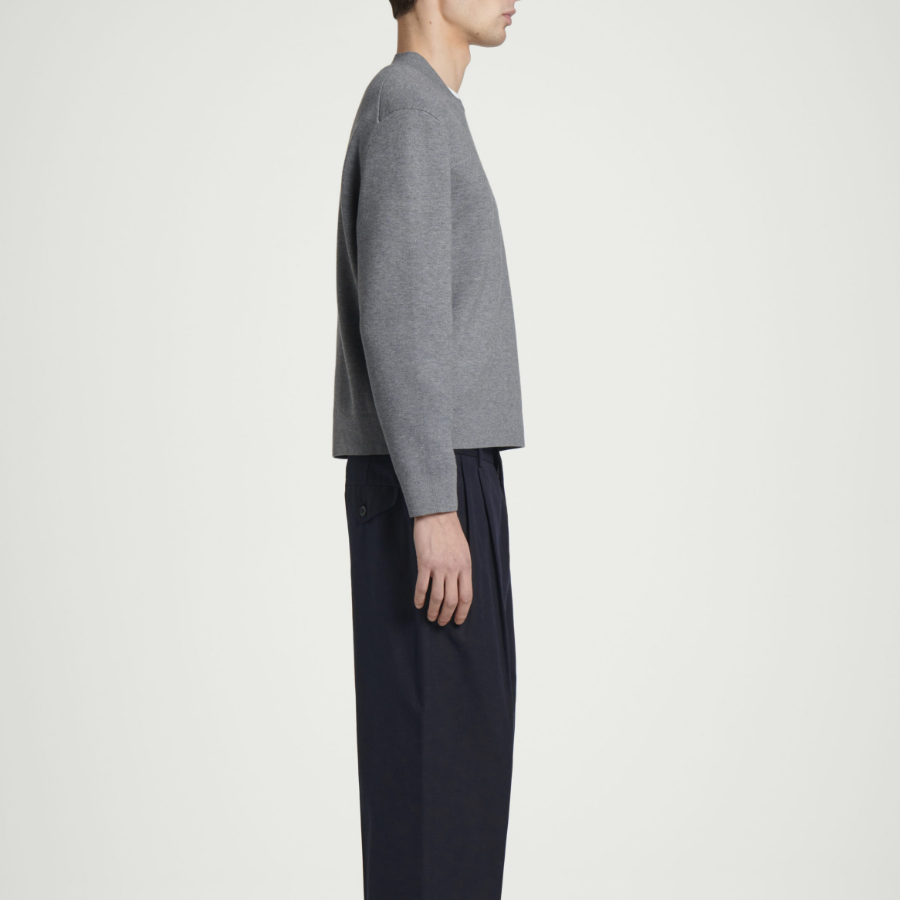 COS Double-Face Bomber Neck Knit Sweater – Grey