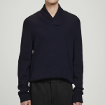 COS Shawl Collar Ribbed Merino Wool Sweater – Navy