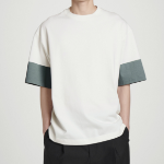 COS Oversized Colour-Block Cotton T-Shirt – White/Steel Blue