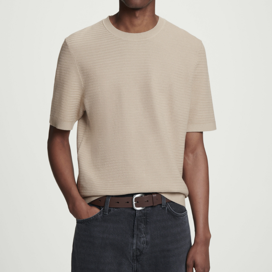 COS Textured Knitted Cotton T-Shirt – Mole