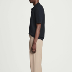 COS Textured Knit Cotton Polo Shirt – Navy