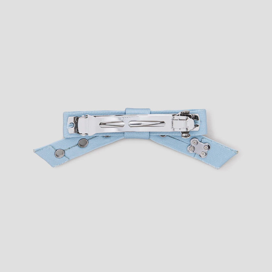 GANNI Eyelet Bow Barrette Satin – Sky Blue
