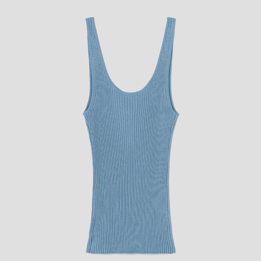 Theory Women Regal Wool Rib Tank - Stone Blue