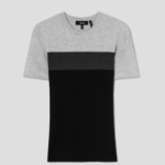 Theory Women Washable Silk Rib Basic Tee - Black Multi