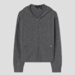 Theory Women Cashmere Crop Zip Hoodie - Light Charcoal