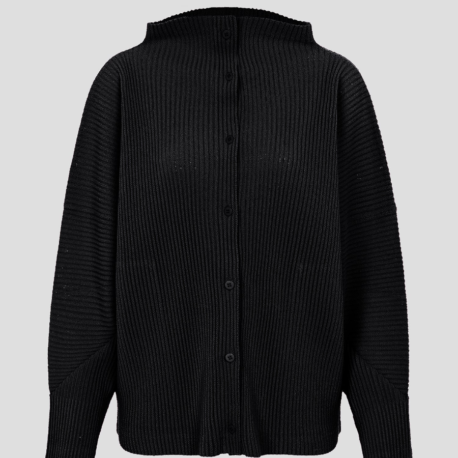 me ISSEY MIYAKE Fuwa Fuwa Mesh Pleats Cardigan - Black