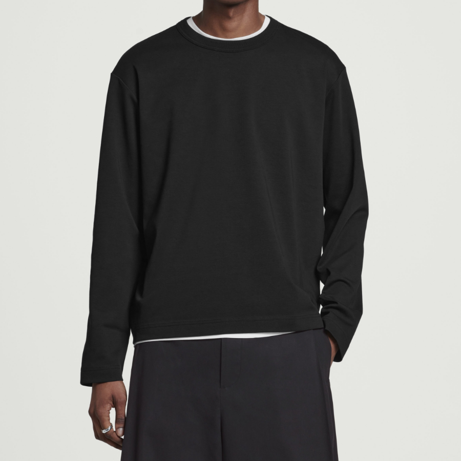 COS Relaxed Cotton Jersey Long-Sleeve T-Shirt – Black