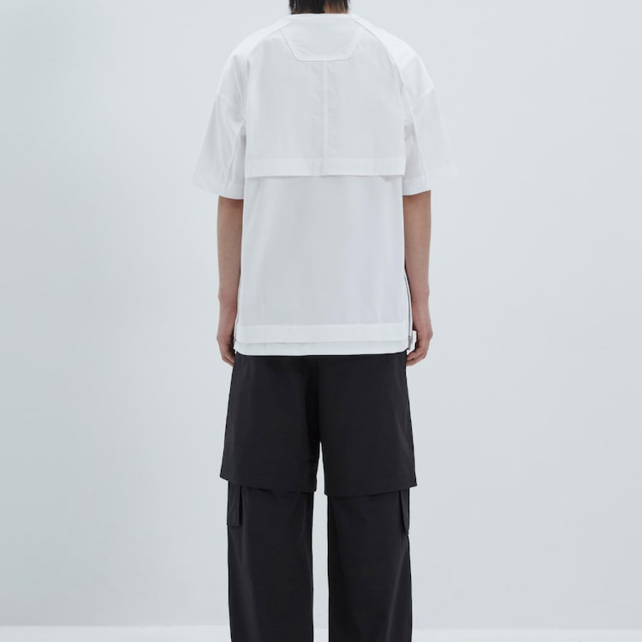 JUUN.J Nylon Panel Detail Short Sleeve — White
