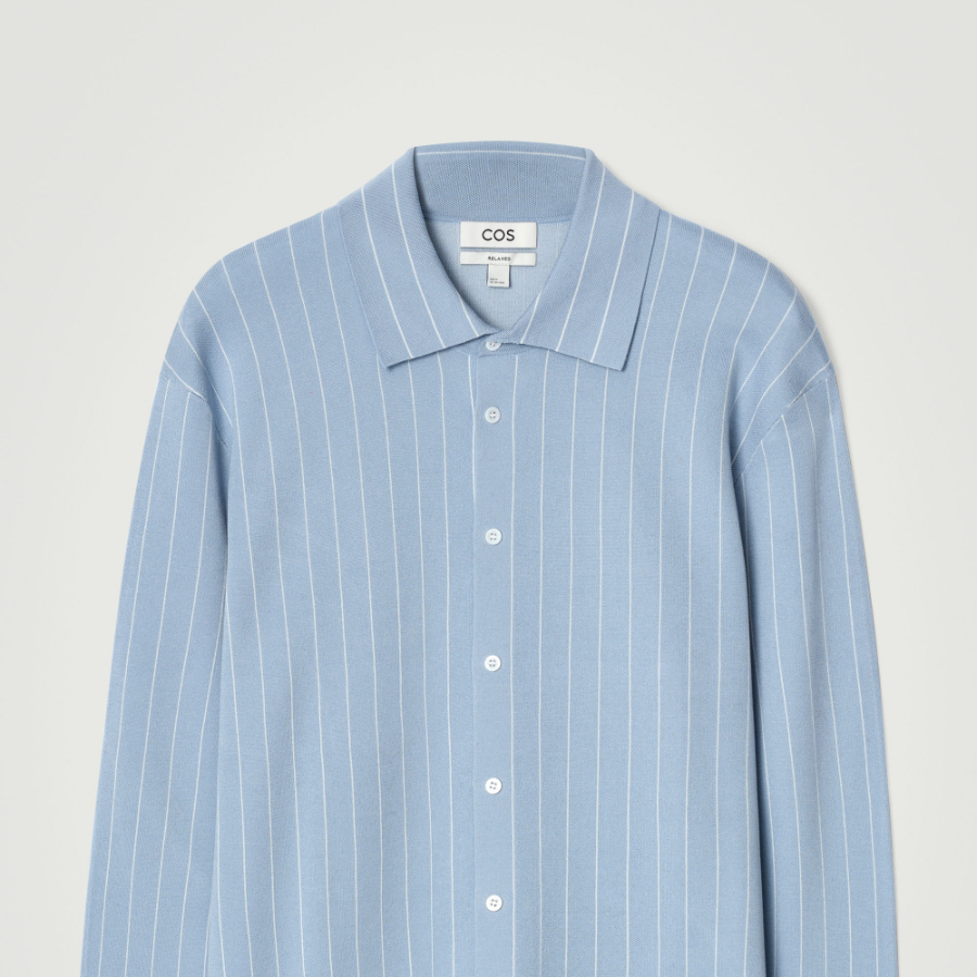 COS Relaxed Stripe Knit Cotton Shirt