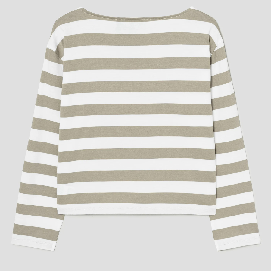 Theory Women Wide Stripe Boatneck Tee - Taupe Multi