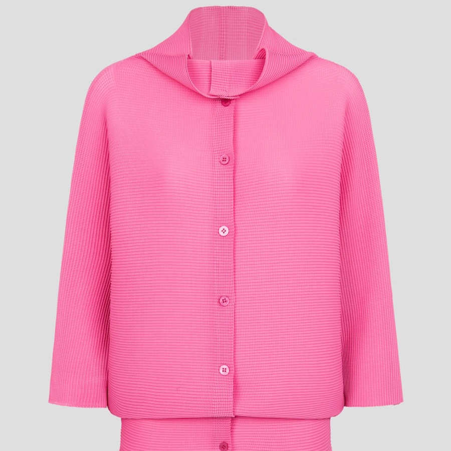 me ISSEY MIYAKE Dolman Stretch Pleats 1 Cardigan - Pink