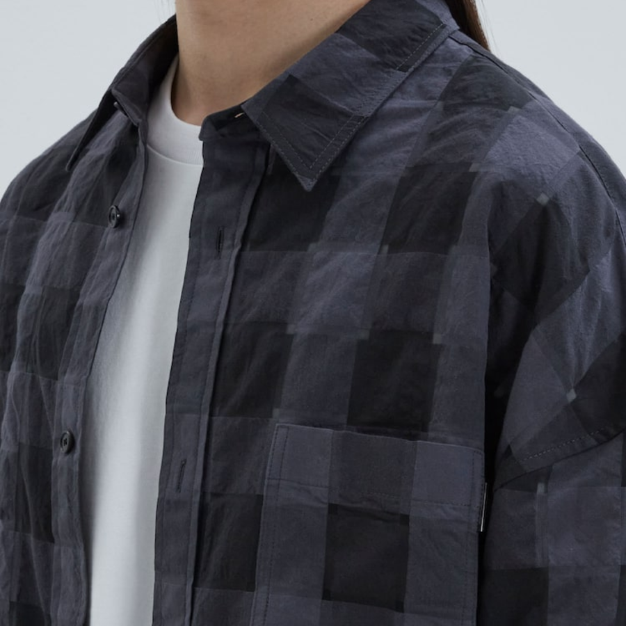 JUUN.J (Унисекс) Рубашка [CORE] Sheer Square Check Oversized Shirt – Black