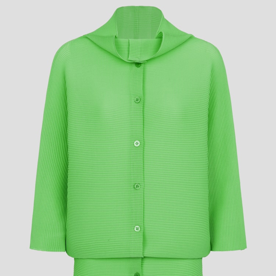 me ISSEY MIYAKE Dolman Stretch Pleats 1 Cardigan - Green
