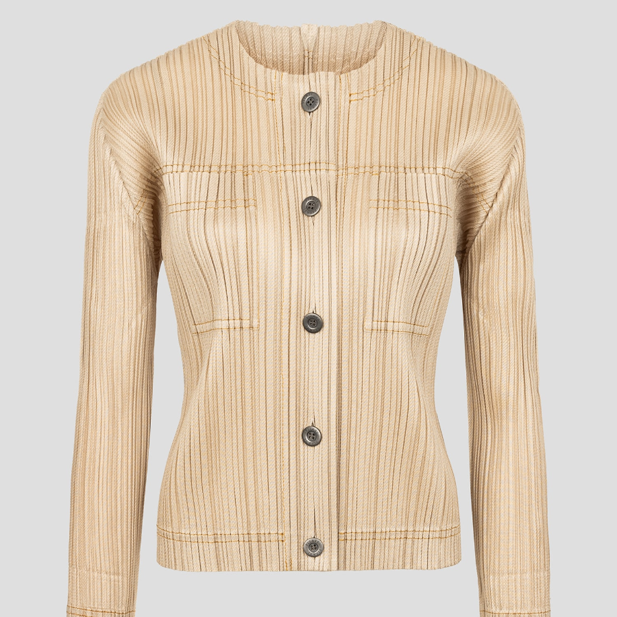 PLEATS PLEASE ISSEY MIYAKE Cotton Denim Jacket - Beige