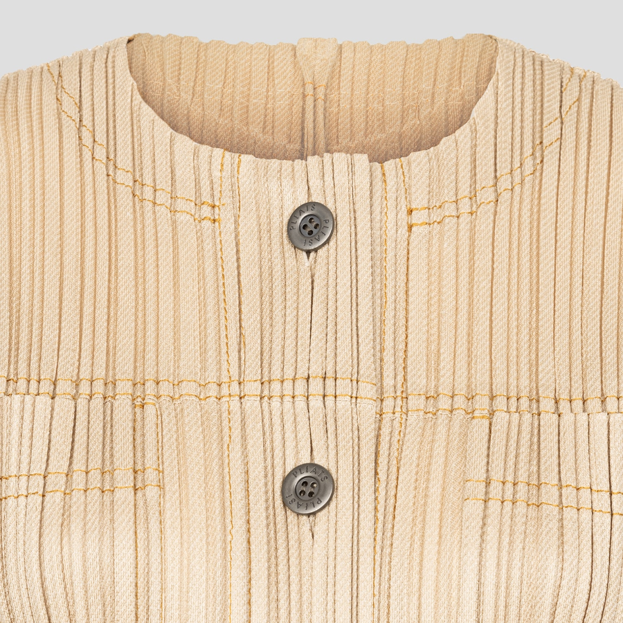 PLEATS PLEASE ISSEY MIYAKE Cotton Denim Jacket - Beige