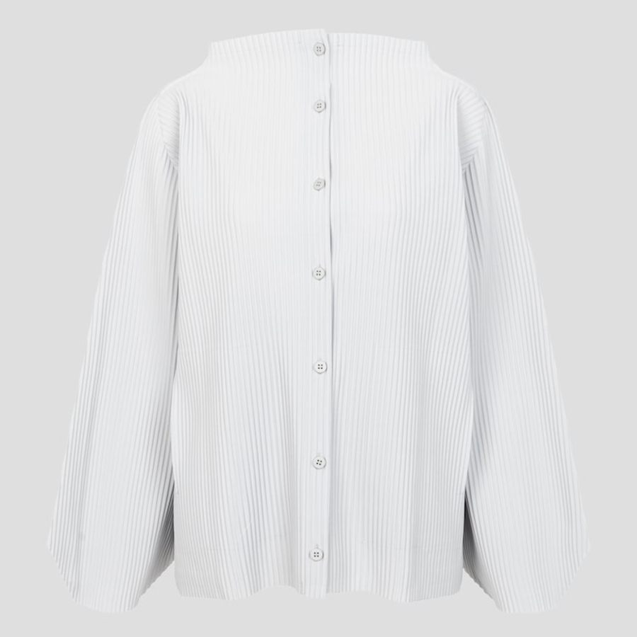 me ISSEY MIYAKE Hexagon Pleats Cardigan - Light Gray