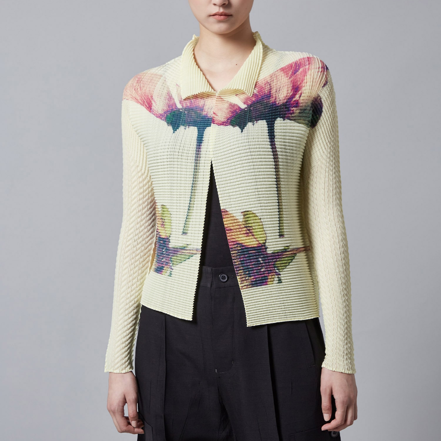 ISSEY MIYAKE Pressed Flora Pleats Top Cardigan - Peony