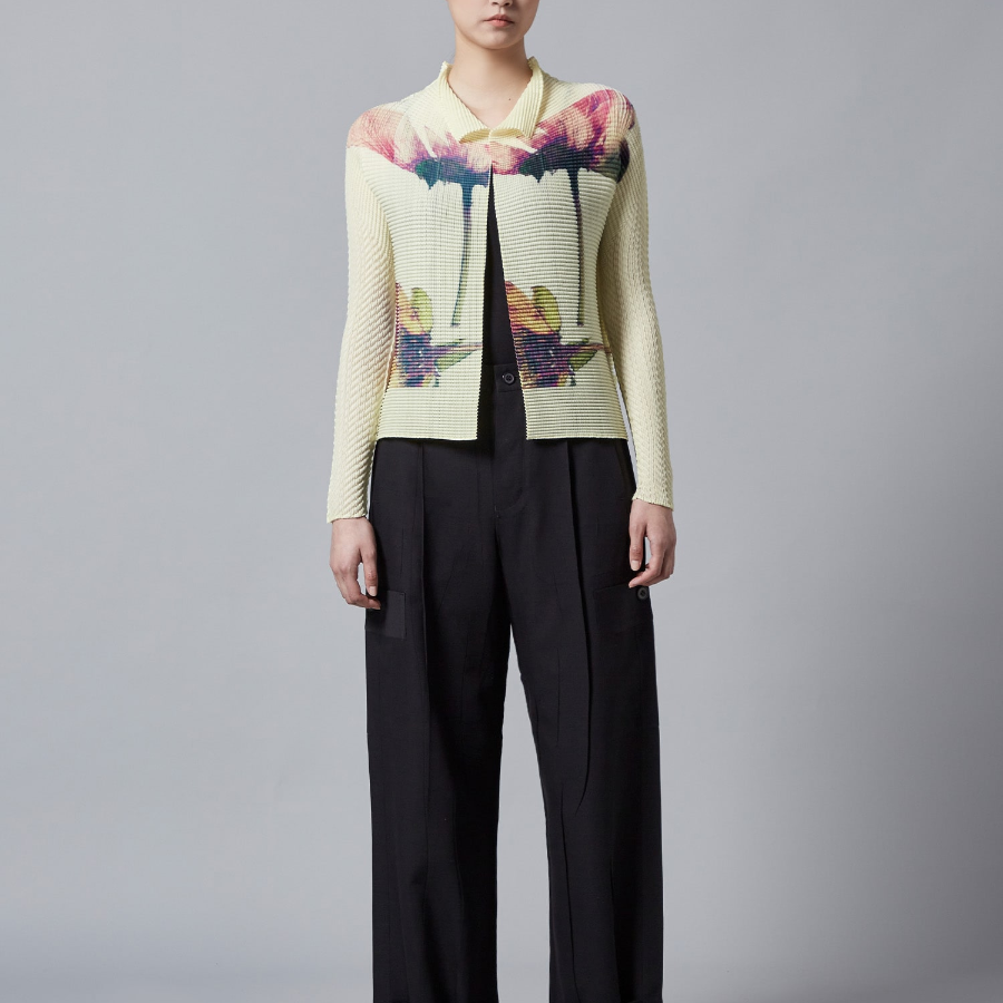 ISSEY MIYAKE Pressed Flora Pleats Top Cardigan - Peony