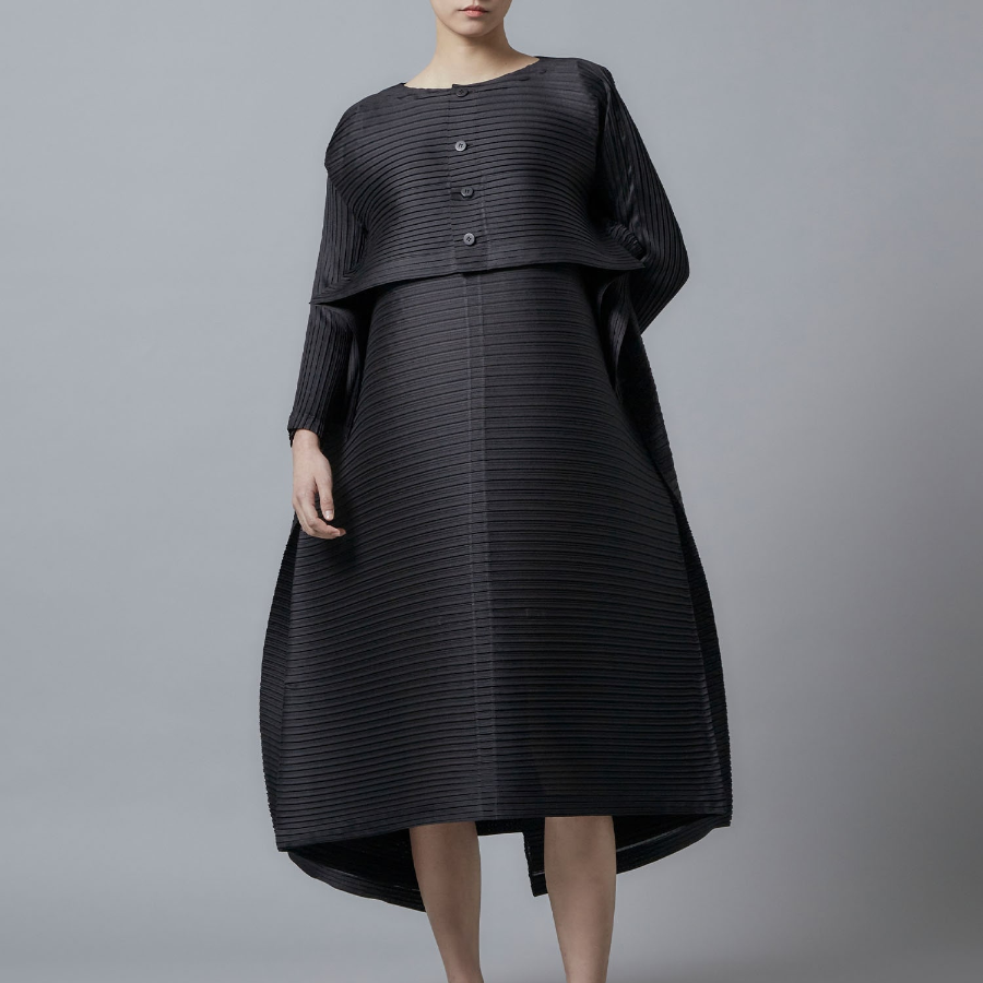 ISSEY MIYAKE Paneled Pleats Cardigan - Black