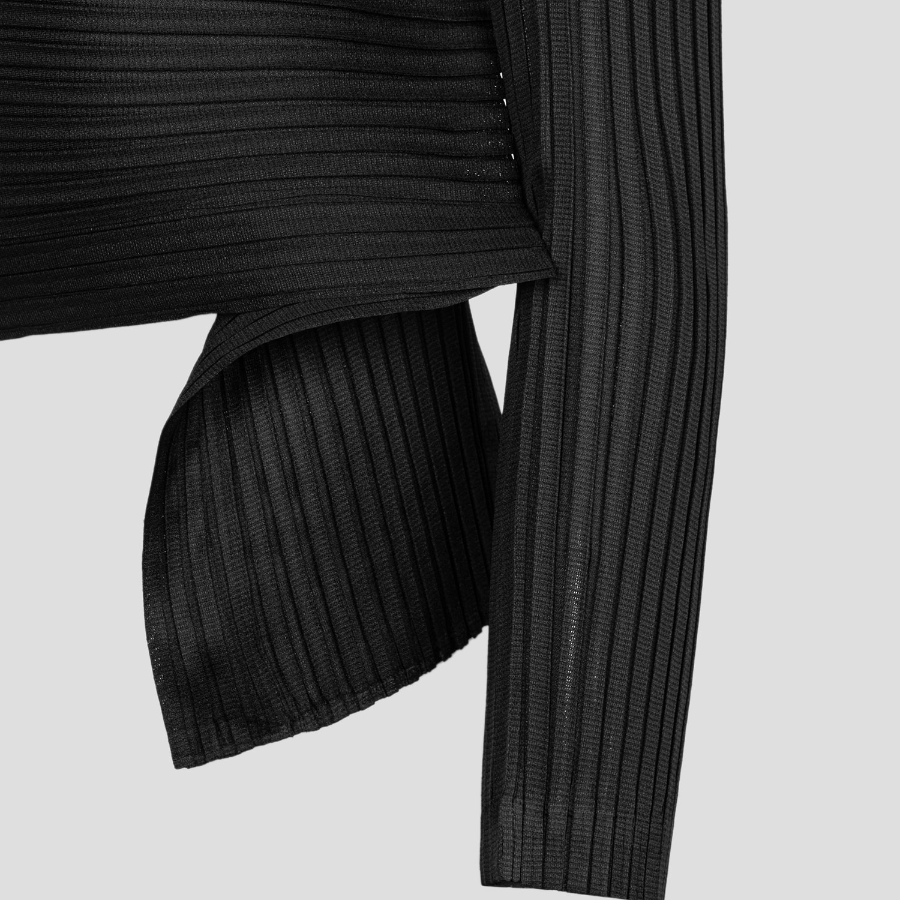 ISSEY MIYAKE Paneled Pleats Cardigan - Black