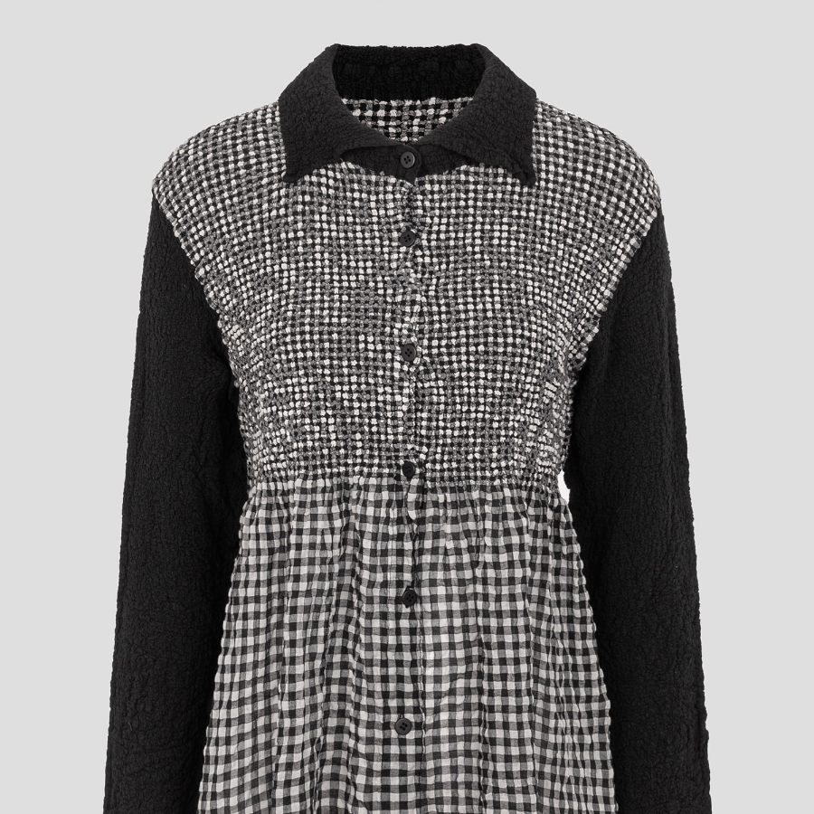 me ISSEY MIYAKE Gingham Check Cauliflower Cardigan - White×Black