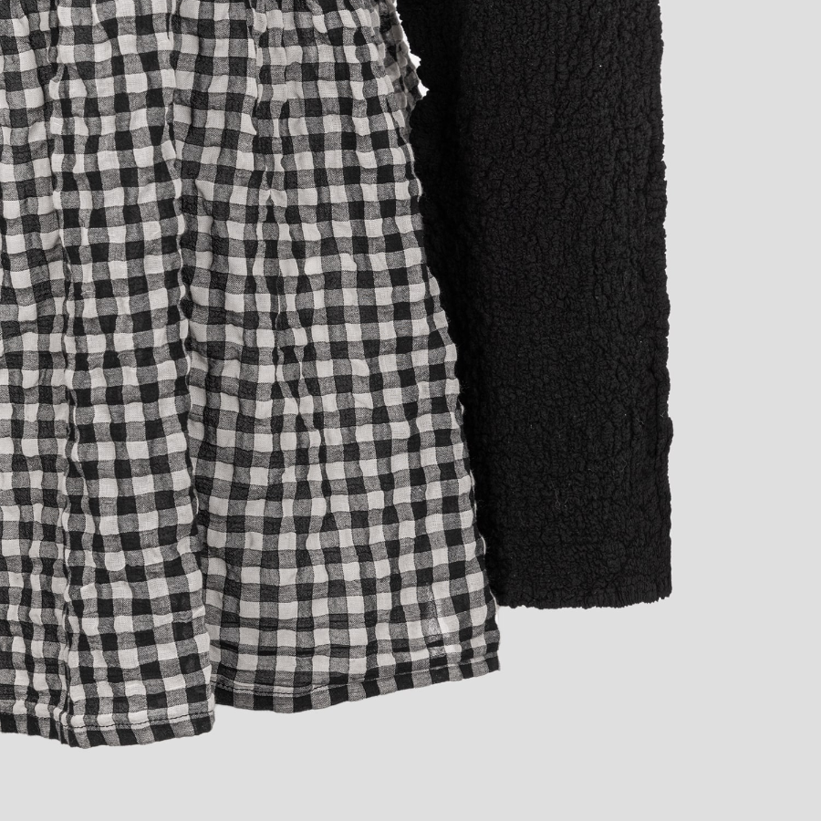 me ISSEY MIYAKE Gingham Check Cauliflower Cardigan - White×Black
