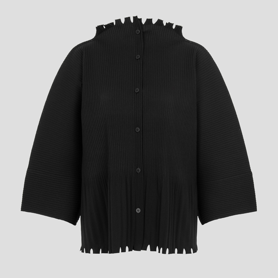 me ISSEY MIYAKE Mellow Fringe Pleats Cardigan - Black