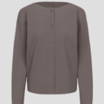 me ISSEY MIYAKE Fine Knit Pleats Color 2 Cardigan - Rose Gray