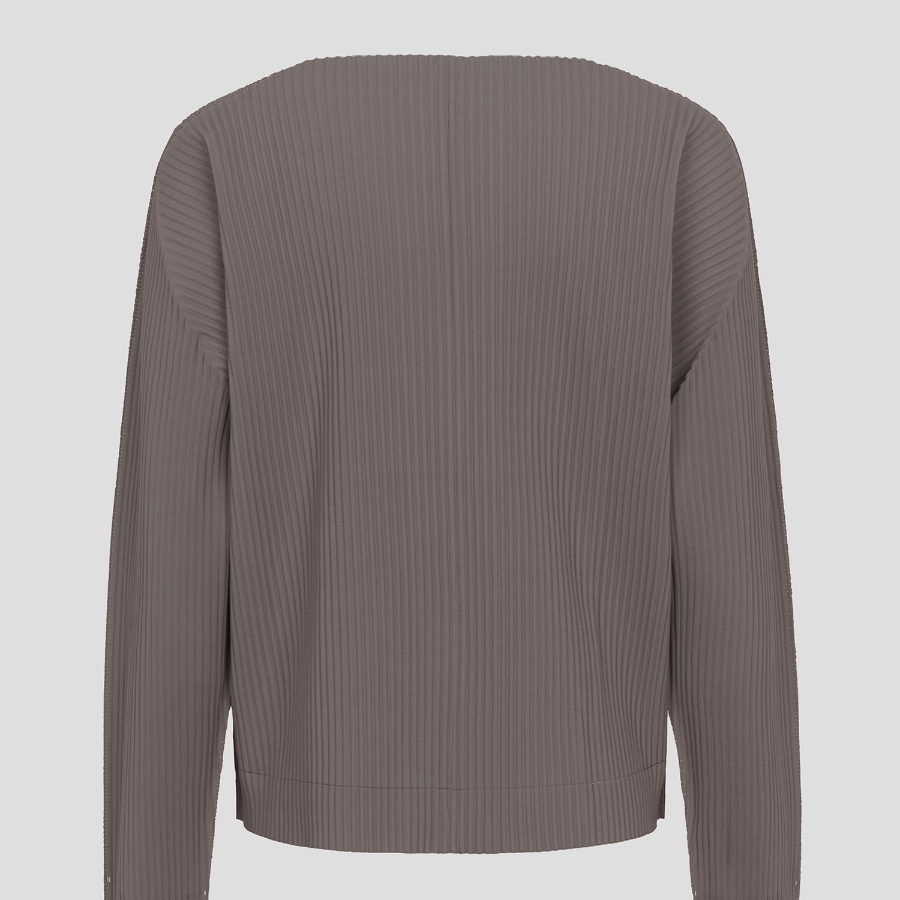 me ISSEY MIYAKE Fine Knit Pleats Color 2 Cardigan - Rose Gray