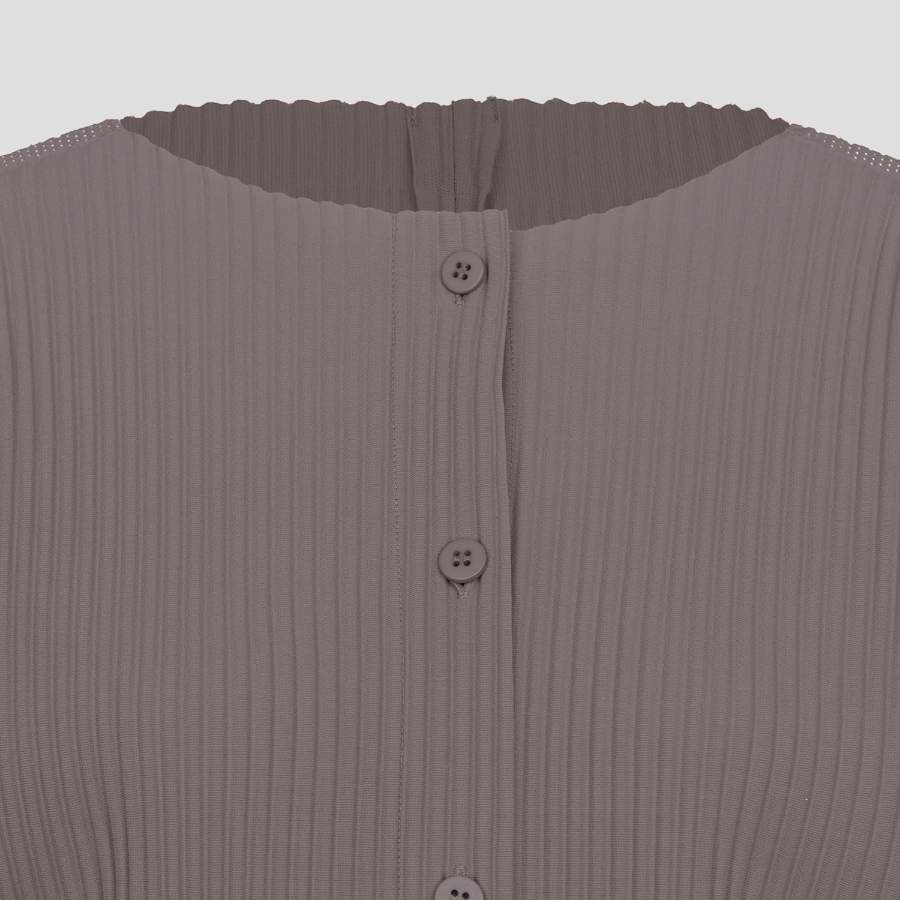 me ISSEY MIYAKE Fine Knit Pleats Color 2 Cardigan - Rose Gray