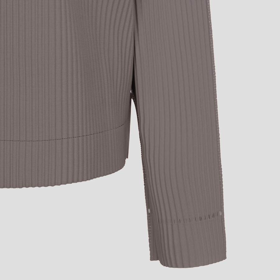 me ISSEY MIYAKE Fine Knit Pleats Color 2 Cardigan - Rose Gray